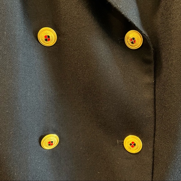 VINTAGE Navy Oversized Double Breasted Wool Blazer w Gild Buttons - Picture 5 of 9